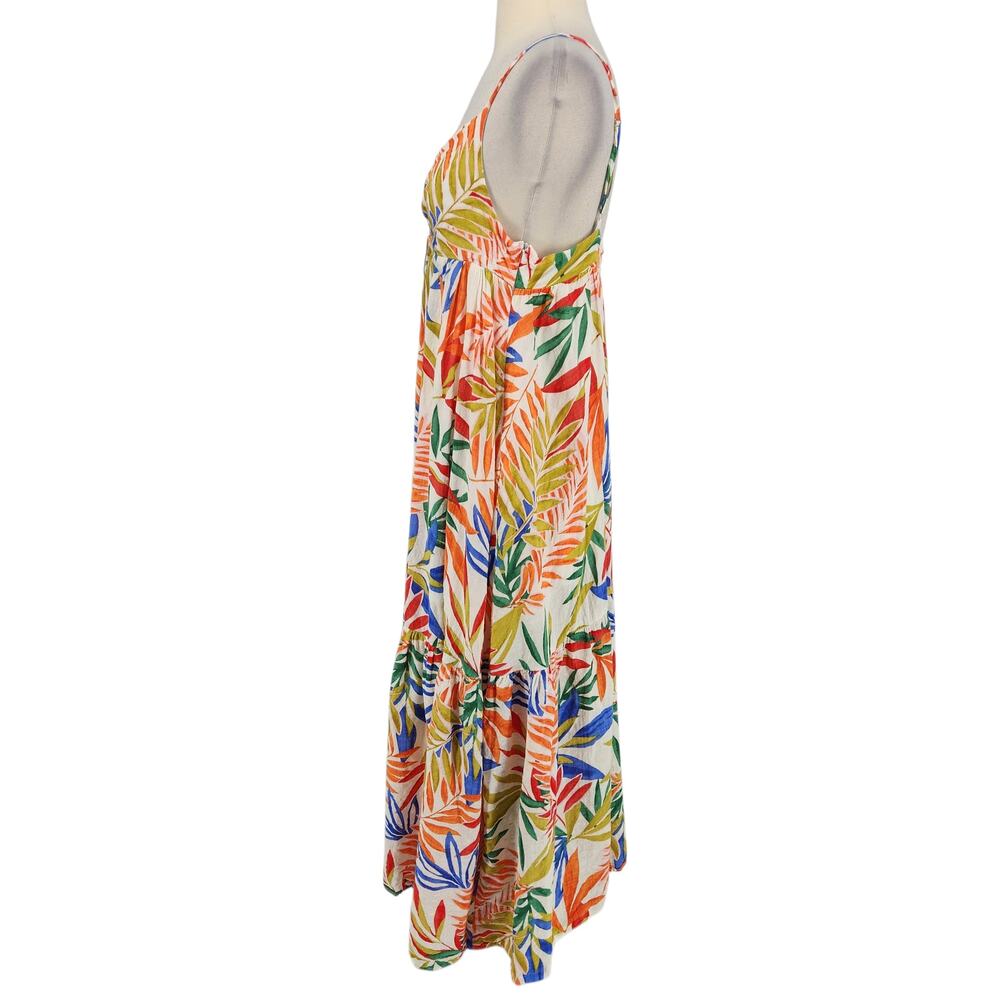 Sweet Lemon Tropical Maxi Dress – Multicolor Leaf Print Tiered Skirt - Picture 5 of 9